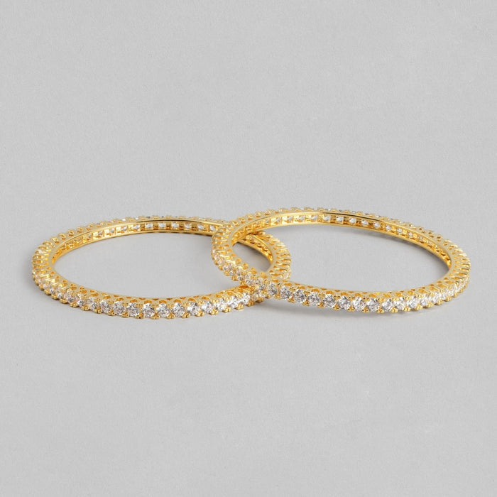 Gleaming Beauty Gold-Plated Bangle with White Cubic Zirconia