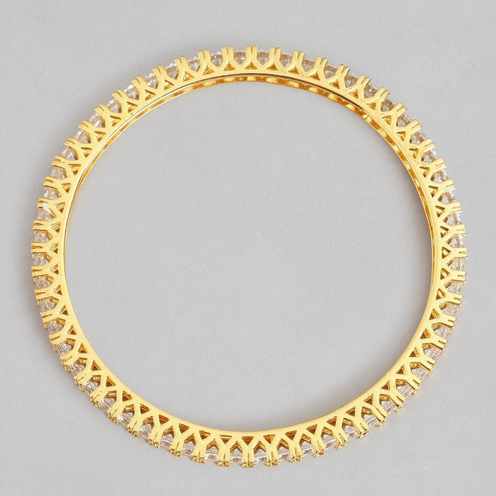 Gleaming Beauty Gold-Plated Bangle with White Cubic Zirconia