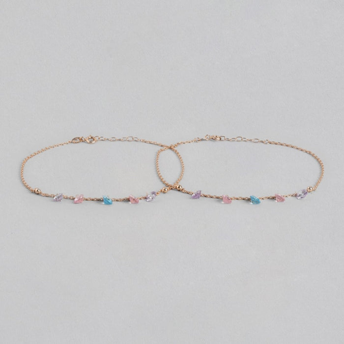Gleaming Cascades Rose Gold-Plated 925 Sterling Silver Anklet
