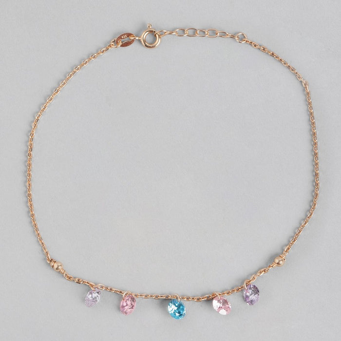 Gleaming Cascades Rose Gold-Plated 925 Sterling Silver Anklet