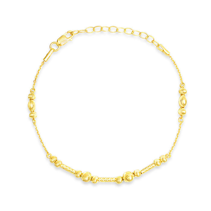 Gold plated 925 Sterling Silver chain bracelet for women with textured beads – Zavya