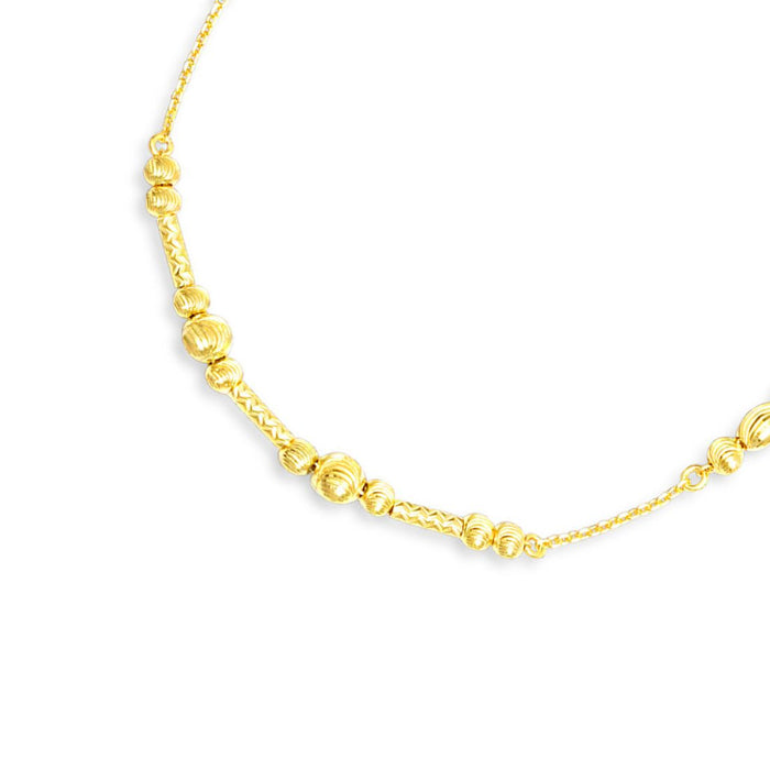 Gold plated 925 Sterling Silver beaded bracelet for women featuring textured beads on a delicate chain – Zavya