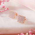 Gleaming Square Serenity Rose Gold-Plated 925 Sterling Silver Earrings