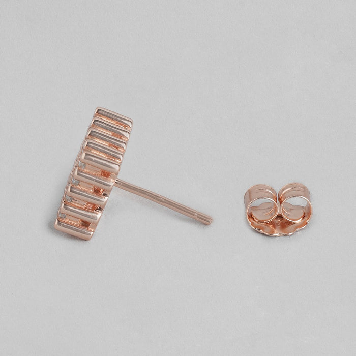 Gleaming Square Serenity Rose Gold-Plated 925 Sterling Silver Earrings