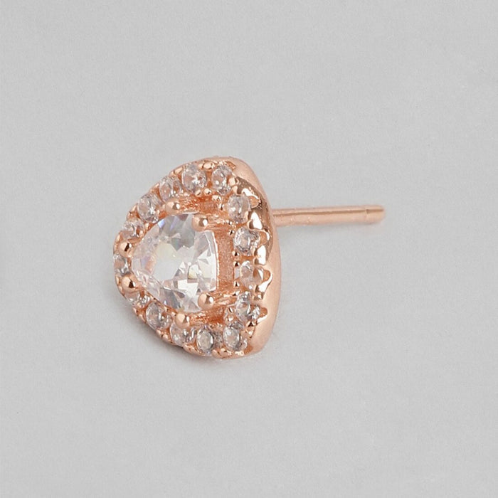 Gleaming Triangles CZ Rose Gold Plated 925 Sterling Silver Earrings