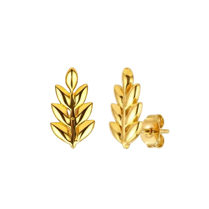 Glimmering Leaflet Gold Plated 925 Silver Stud Earrings