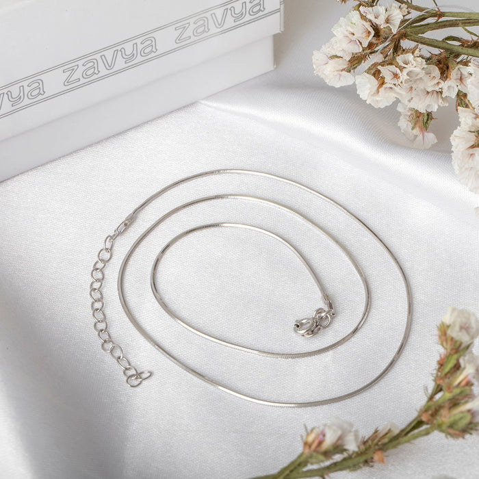 Glimmering Minimal Rhodium Plated 925 Silver Snake Chain