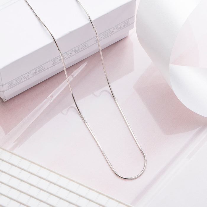 Glimmering Minimal Rhodium Plated 925 Silver Snake Chain