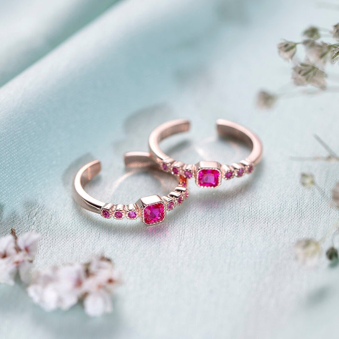 Glimmering Pink Rose Gold Plated 925 Silver Toe Ring (Adjustable)