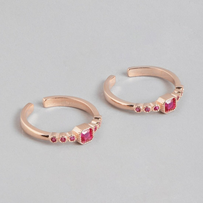 Glimmering Pink Rose Gold Plated 925 Silver Toe Ring (Adjustable)