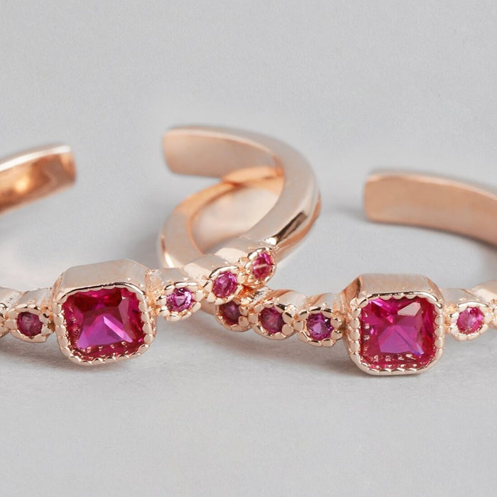 Glimmering Pink Rose Gold Plated 925 Silver Toe Ring (Adjustable)