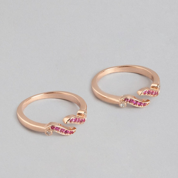 Glistening Rose Gold Plated 925 Sterling Silver Cubic Zirconia Toe Ring