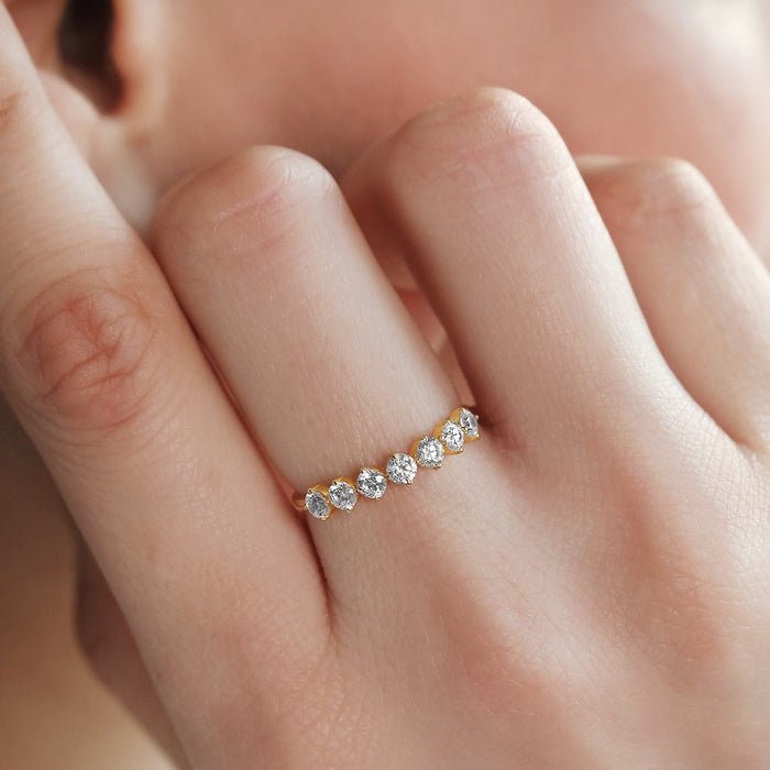 Glowing CZ Studded Gold Plated 925 Silver Women Ring (Adjustable)