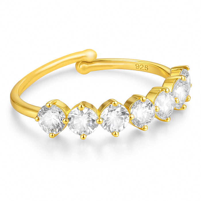 Glowing CZ Studded Gold Plated 925 Silver Women Ring (Adjustable)