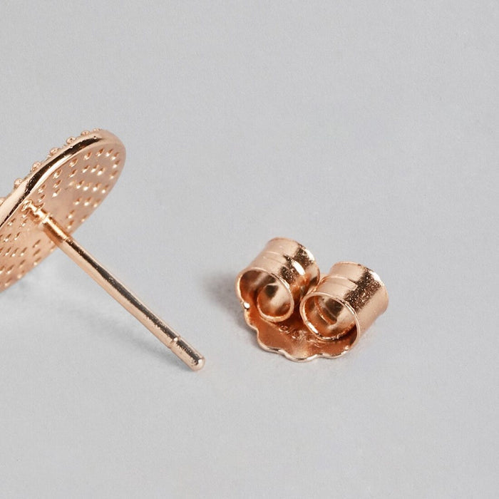Glowing Evil Eye 925 Silver Stud Earrings in Rose Gold