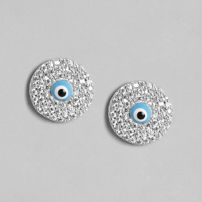Glowing Evil Eye 925 Silver Stud Earrings