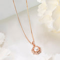 Glowing Harmony Rose Gold CZ & Pearl 925 Sterling Silver Pendent with Chain
