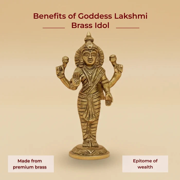 Goddess Lakshmi Brass Idol - view 3