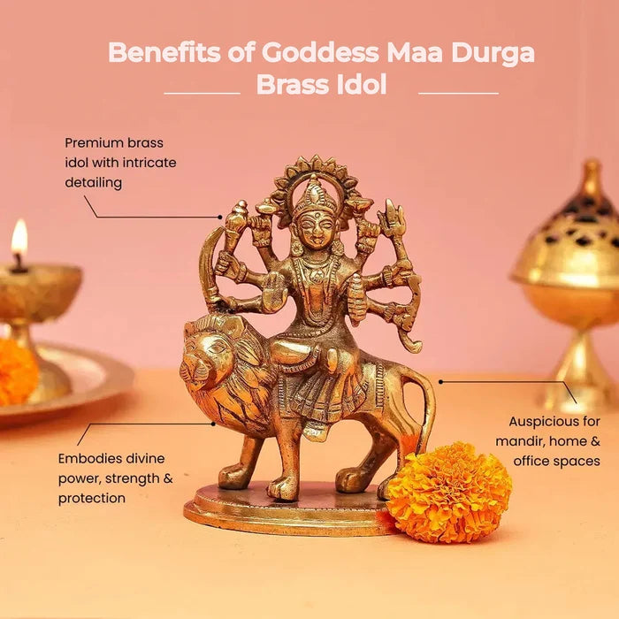 Goddess Maa Durga Brass Idol - view 3