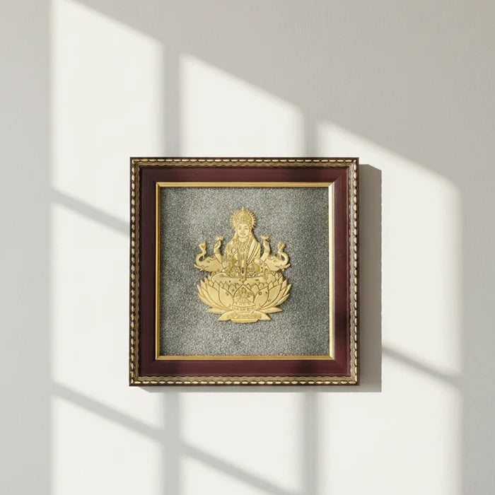 Goddess of Wealth & Fortune Gajalakshmi Raw Pyrite Frame