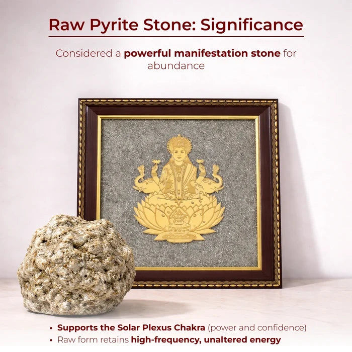 Goddess of Wealth & Fortune Gajalakshmi Raw Pyrite Frame - view 3