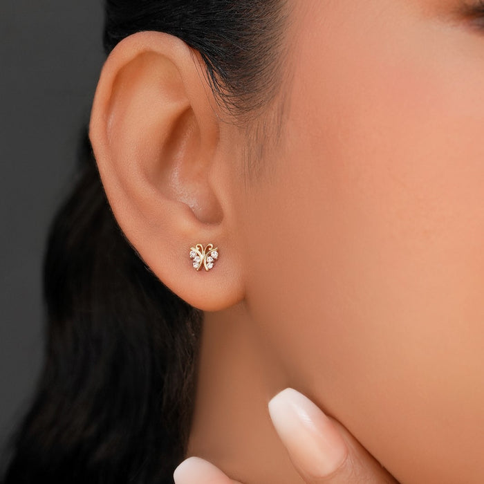 Gold Danaid Earrings with Lab-Grown Diamonds