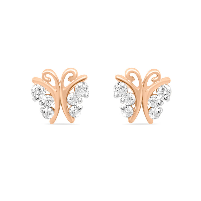 Gold Danaid Earrings with Lab-Grown Diamonds