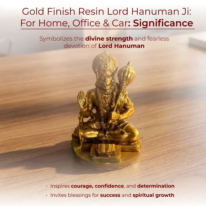 Gold Finish Resin Lord Hanuman Ji: For Home, Office & Car - view 4