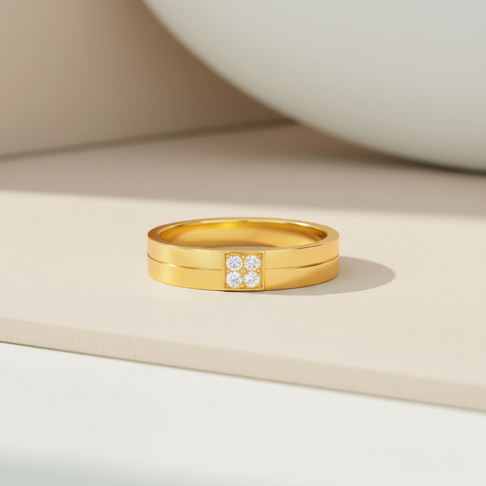 Gold-Plated CZ Silver Mens Band Ring (oneSize)