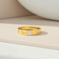 Gold-Plated CZ Silver Mens Band Ring (oneSize)