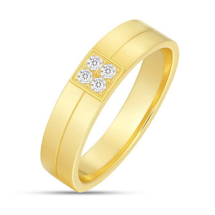 Gold-Plated CZ Silver Mens Band Ring (oneSize)