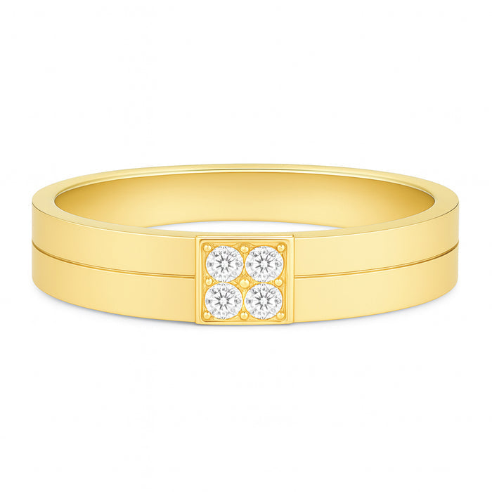 Gold-Plated CZ Silver Mens Band Ring (oneSize)
