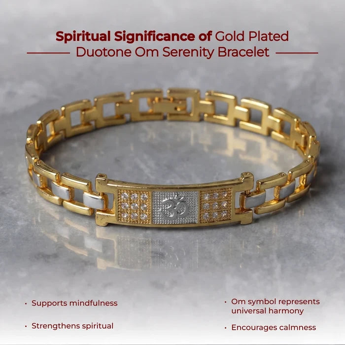 Gold Plated Duotone Om Serenity Bracelet - view 3