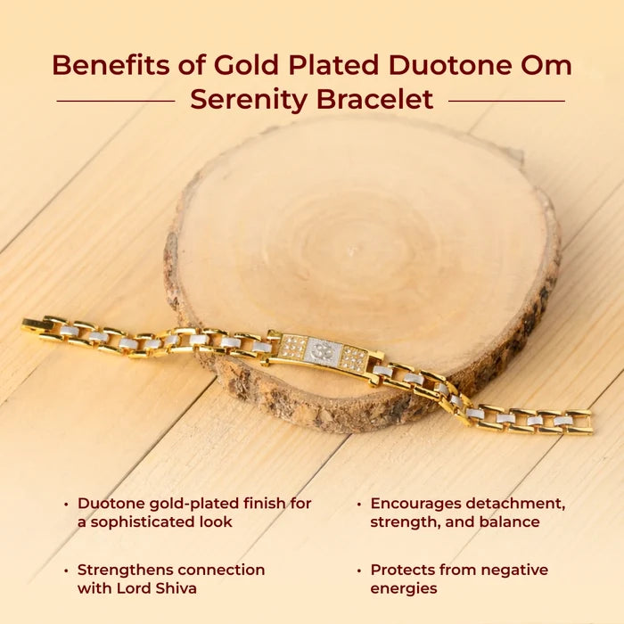 Gold Plated Duotone Om Serenity Bracelet - view 4