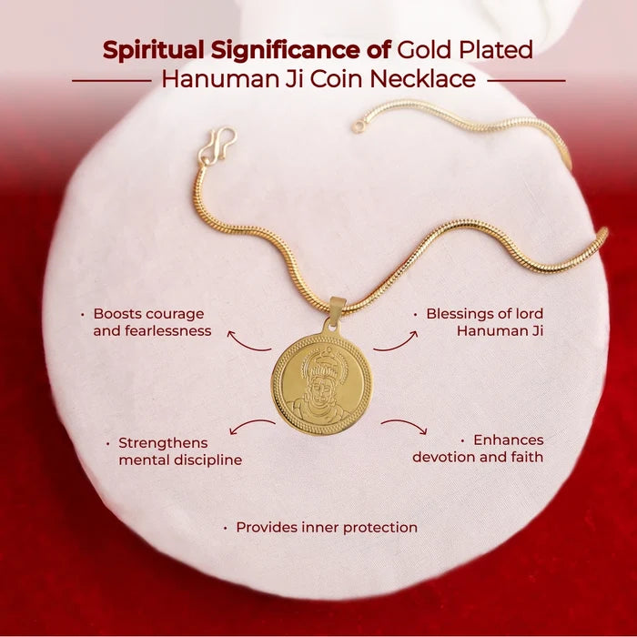 Gold Plated Hanuman Ji Coin Necklace - view 2