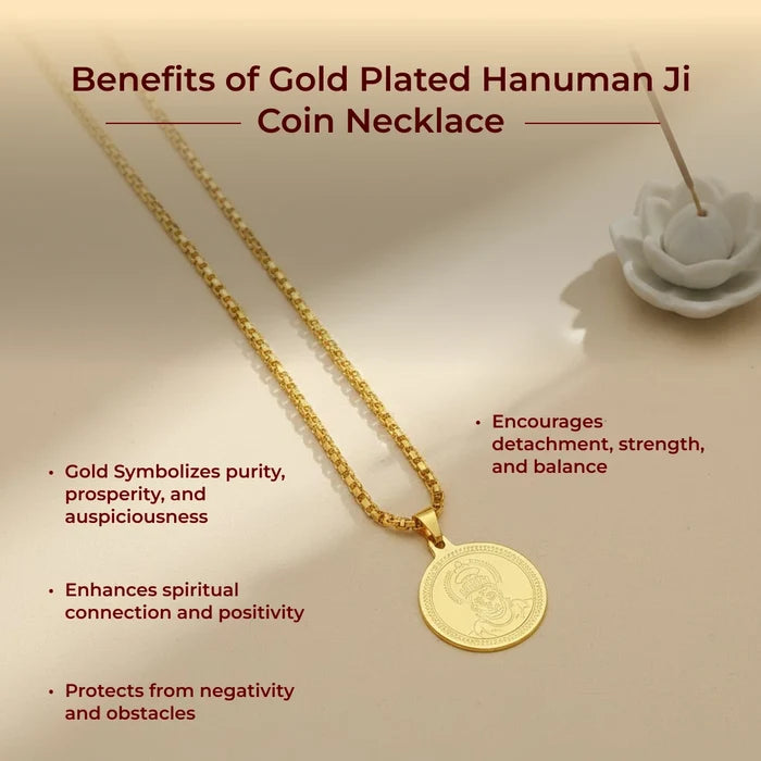Gold Plated Hanuman Ji Coin Necklace - view 3