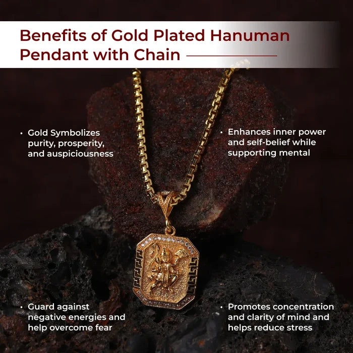 Gold Plated Hanuman Pendant with Chain - view 2