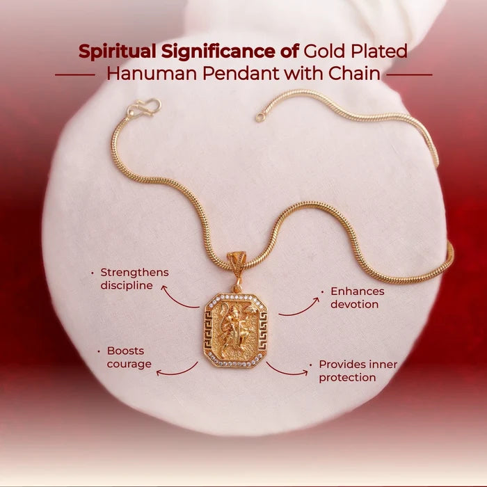 Gold Plated Hanuman Pendant with Chain - view 3