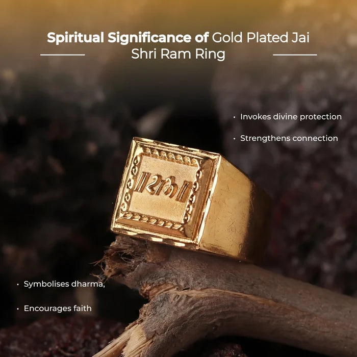 Gold Plated Jai Shri Ram Ring - view 3
