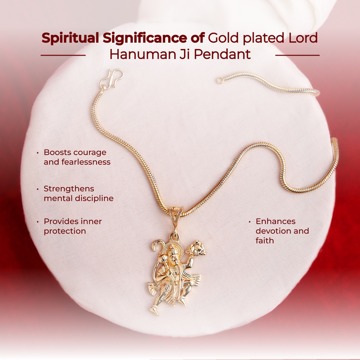 Gold plated Lord Hanuman Ji Pendant - view 3