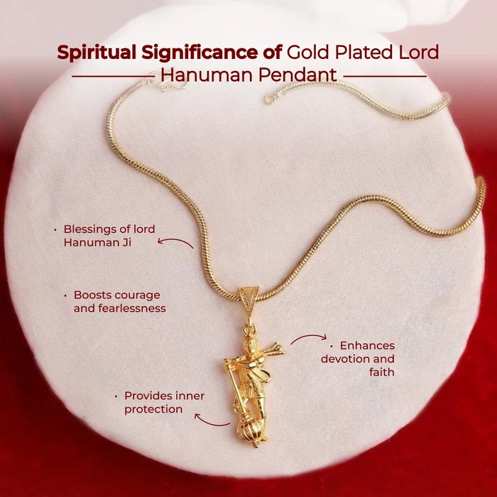 Gold Plated Lord Hanuman Pendant - view 2