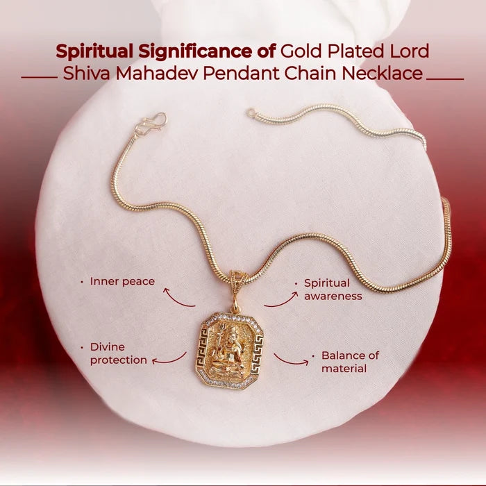 Gold Plated Lord Shiva Mahadev Pendant Chain Necklace - view 2