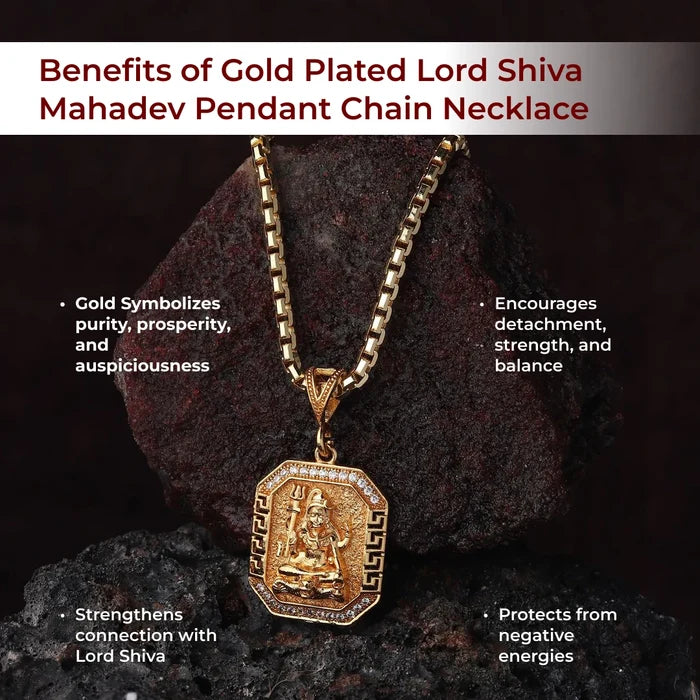 Gold Plated Lord Shiva Mahadev Pendant Chain Necklace - view 3