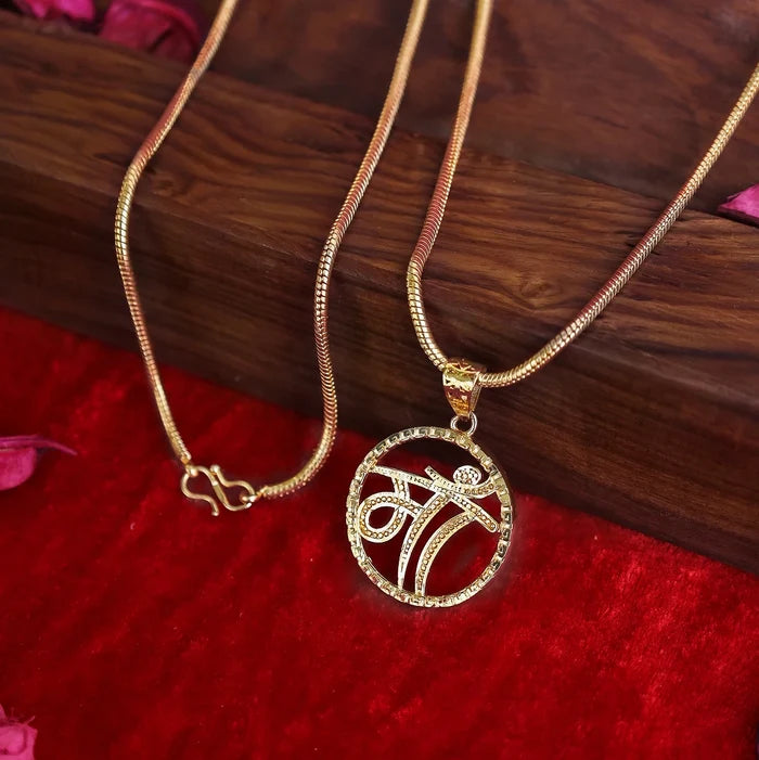 Gold Plated MAA Circle Design Pendant Necklace