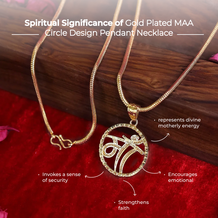 Gold Plated MAA Circle Design Pendant Necklace - view 2