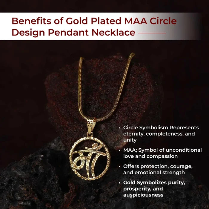 Gold Plated MAA Circle Design Pendant Necklace - view 3