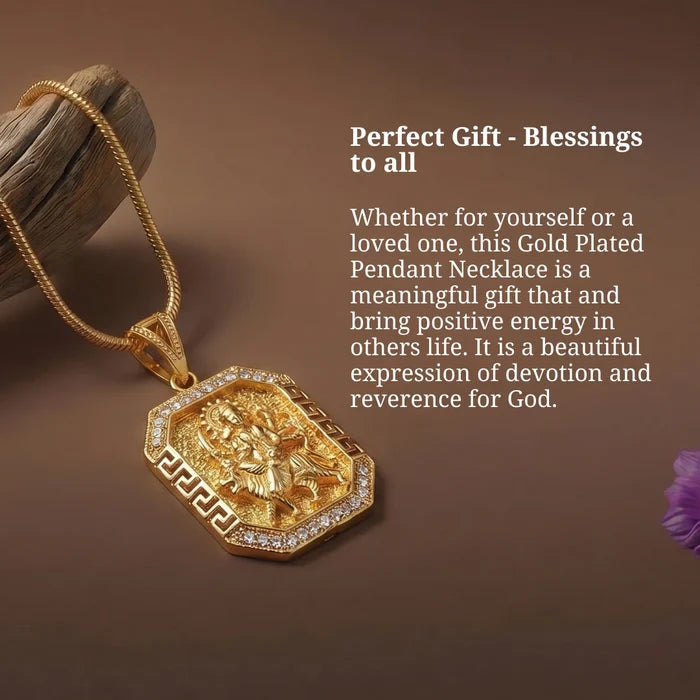 Gold Plated Maa Durga Pendant With Chain - view 6
