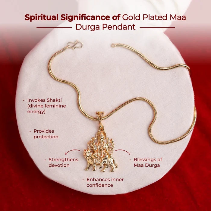 Gold Plated Maa Durga Pendant - view 2
