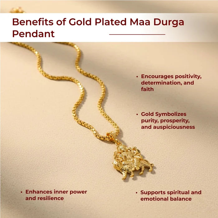 Gold Plated Maa Durga Pendant - view 3