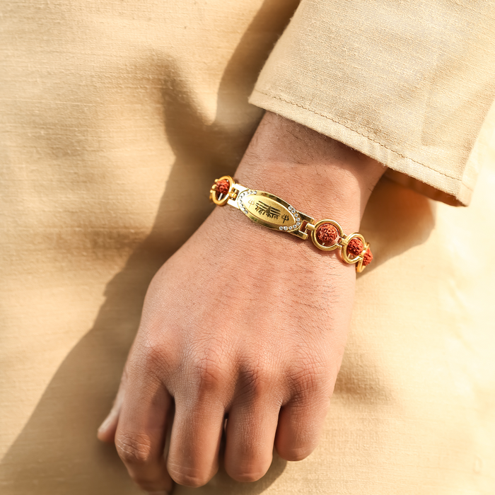 Gold Plated Mahakal Rudraksha Bracelet - view 2